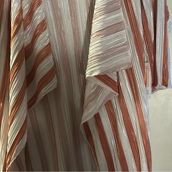 WOMENS COVER KIMONO DUSTER-LULAROE SHIRLEY-POLY-PEACH STRIPES-SIZE-LARGE NWT - Picture 4 of 14